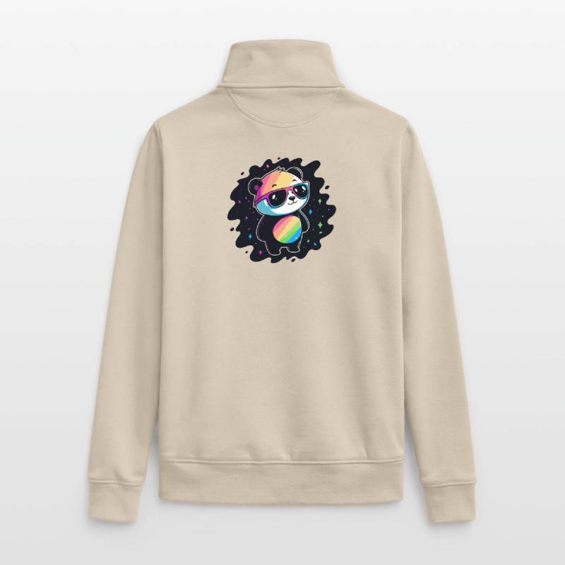 Panda Rainbow Galaxy Coole Brillen Unisex Organic Zip Sweatshirt von Stanley/Stella