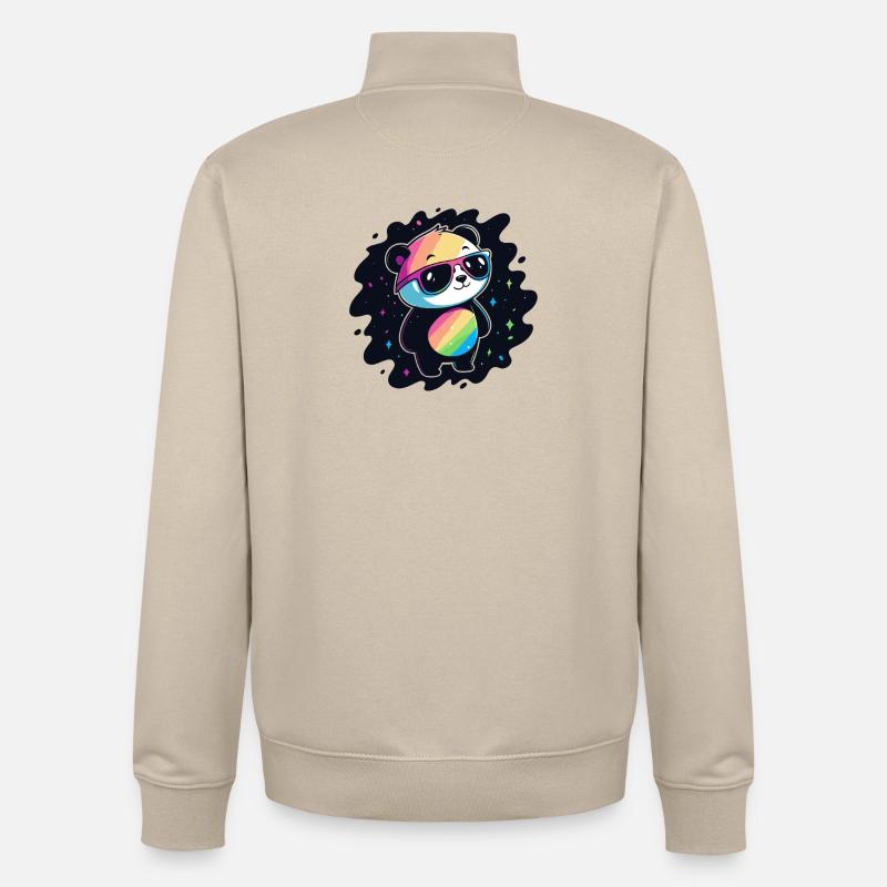 Panda Rainbow Galaxy Coole Brillen - Unisex Organic Zip Sweatshirt von Stanley/Stella - Cremebeige