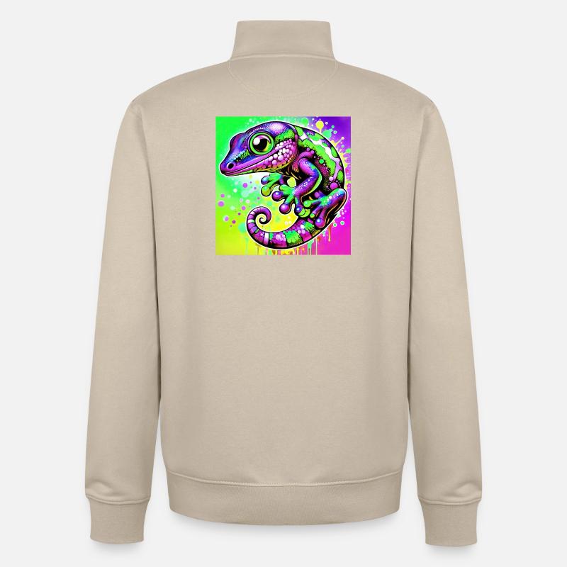 Gecko - Sweat zippé unisexe en coton bio Stanley/Stella - beige crème