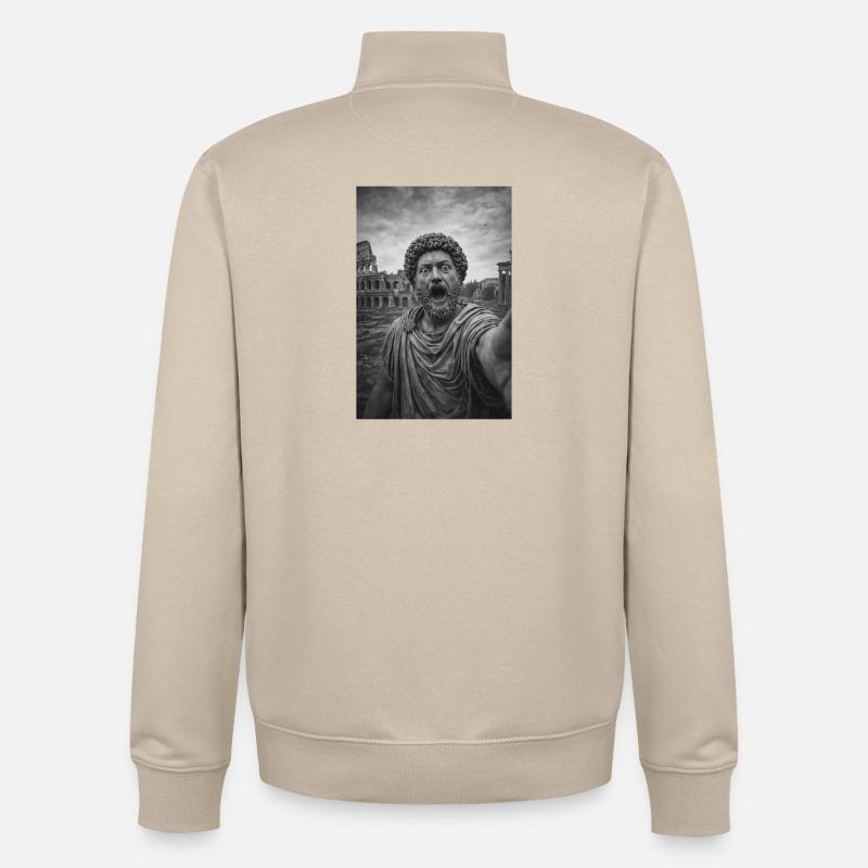 Autoportrait de Marc Aurèle - Sweat zippé unisexe en coton bio Stanley/Stella - beige crème