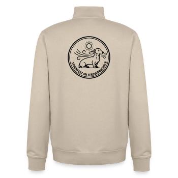 Insigne teckel à l’épreuve des tempêtes - Sweat zippé unisexe en coton bio Stanley/Stella - beige crème - Dos - AI Model Male 185 dark (185cm)
