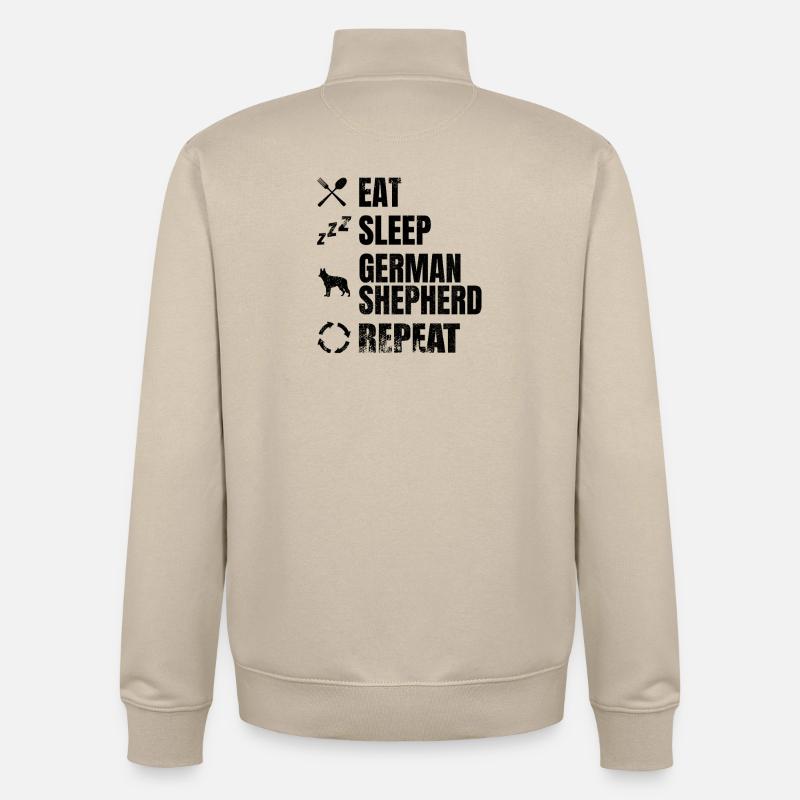 Eat Sleep German Shepherd Repeat - Unisex Organic Zip Sweatshirt by Stanley/Stella - desert dust