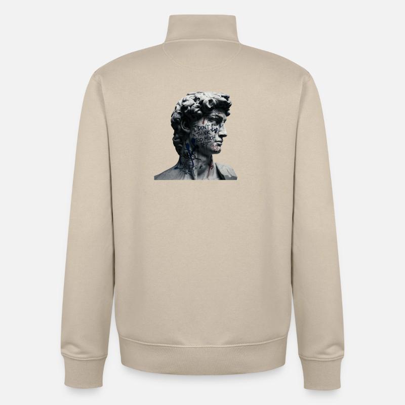 Don't Think Too Much Graffiti-David - Unisex Organic Zip Sweatshirt by Stanley/Stella - desert dust