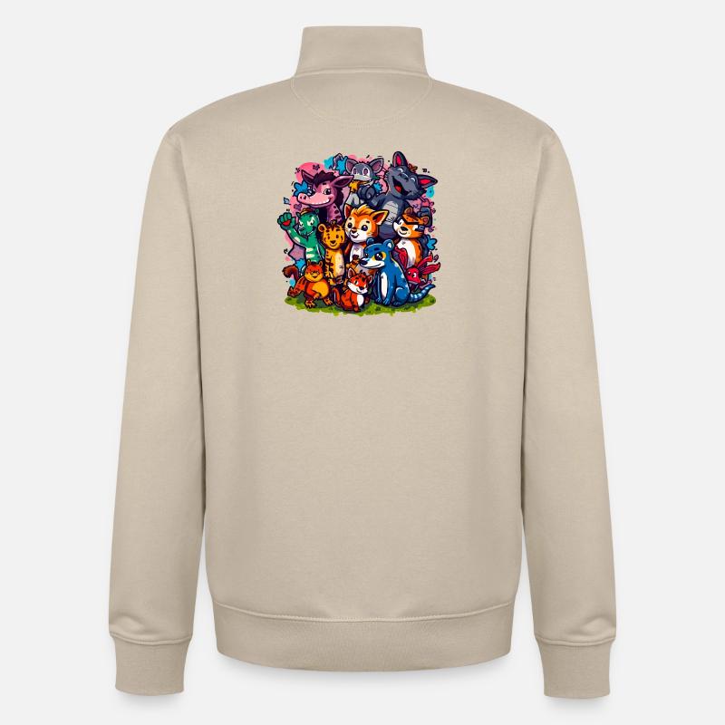 Cartoonfarben der Tiergruppe - Unisex Organic Zip Sweatshirt von Stanley/Stella - Cremebeige