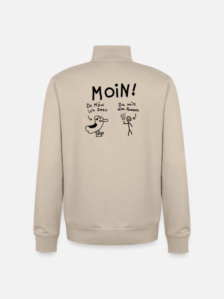 Moin Möwe Pommesdieb Lustig - Unisex Organic Zip Sweatshirt von Stanley/Stella - Cremebeige