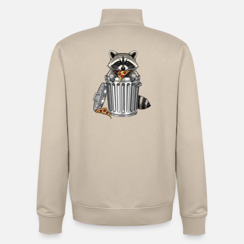 Course de pizza au raton laveur - Sweat zippé unisexe en coton bio Stanley/Stella - beige crème