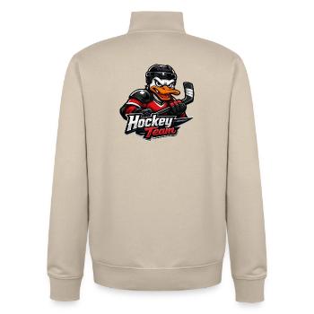 Duck Hockey Mascot - Unisex Organic Zip Sweatshirt by Stanley/Stella - desert dust - Back - AI Model Male 185 dark (185cm)