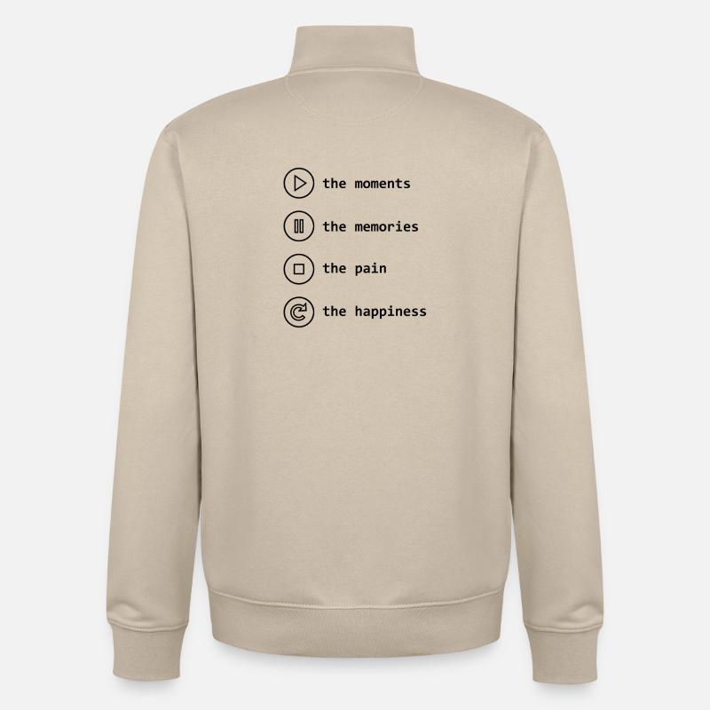 Pleine conscience, moments, souvenirs, bonheur - Sweat zippé unisexe en coton bio Stanley/Stella - beige crème