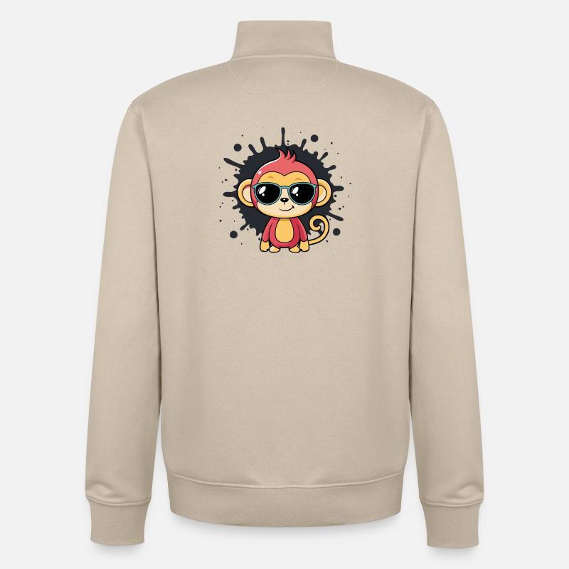 Monkey Chic Splash schwarze Brille - Unisex Organic Zip Sweatshirt von Stanley/Stella - Cremebeige
