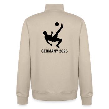 Germany 2026 Fußball Schuss Fan - Unisex Organic Zip Sweatshirt von Stanley/Stella - Cremebeige - Hinten - AI Model Male 185 dark (185cm)