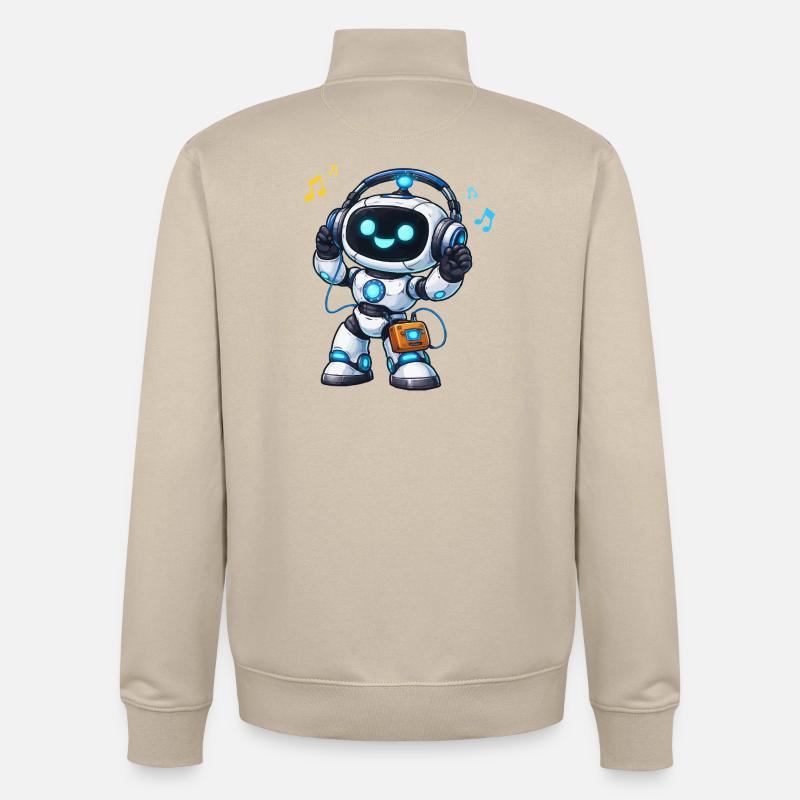 DJ robot spatial avec casque - Sweat zippé unisexe en coton bio Stanley/Stella - beige crème