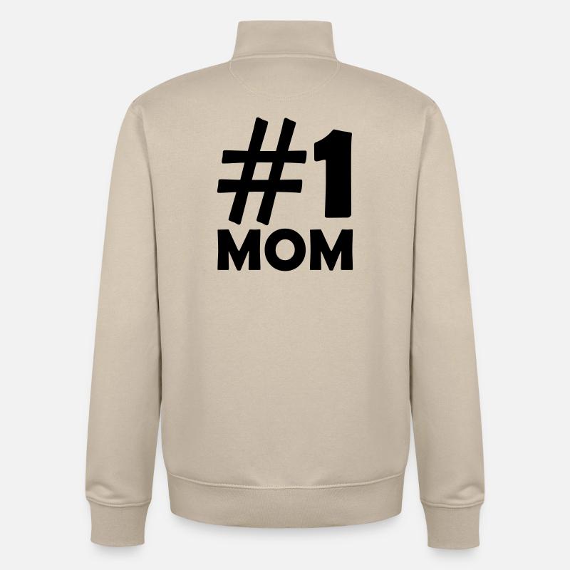 # 1 Mom - Unisex Organic Zip Sweatshirt von Stanley/Stella - Cremebeige