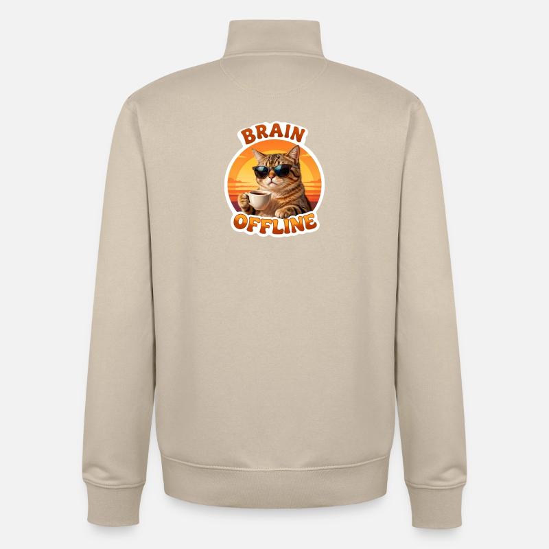 Chat Offline Café Soleil - Sweat zippé unisexe en coton bio Stanley/Stella - beige crème