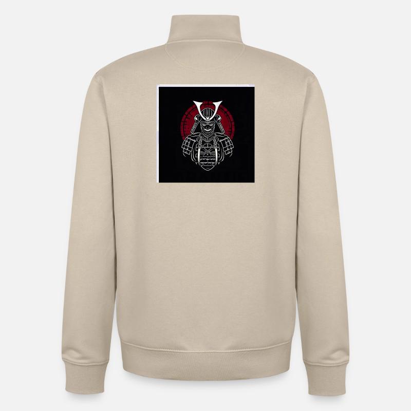Samurai helmet with red crest - Unisex Organic Zip Sweatshirt by Stanley/Stella - desert dust