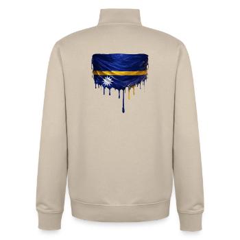 NauruFlag Tropfenkunst - Unisex Organic Zip Sweatshirt von Stanley/Stella - Cremebeige - Hinten - AI Model Male 185 dark (185cm)