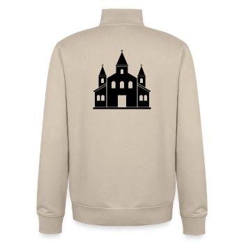 Kirche - Unisex Organic Zip Sweatshirt von Stanley/Stella - Cremebeige - Hinten - AI Model Male 185 dark (185cm)