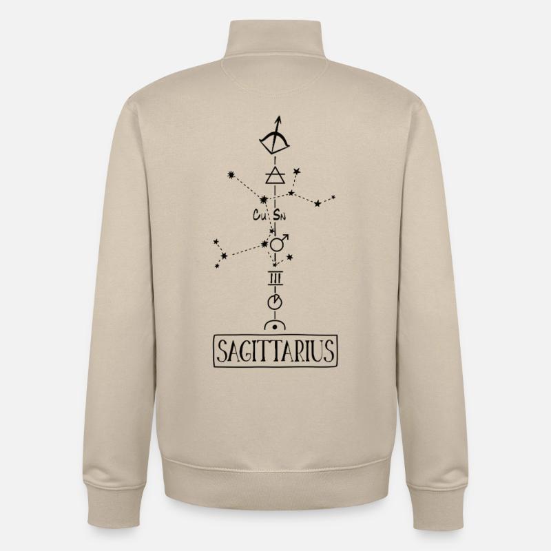 Sagittaire - Zodiaque Sagittaire - noir - Sweat zippé unisexe en coton bio Stanley/Stella - beige crème