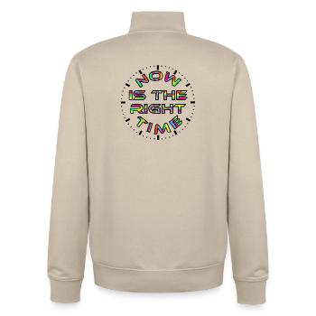Now & Time - Unisex Organic Zip Sweatshirt by Stanley/Stella - desert dust - Back - AI Model Male 185 dark (185cm)