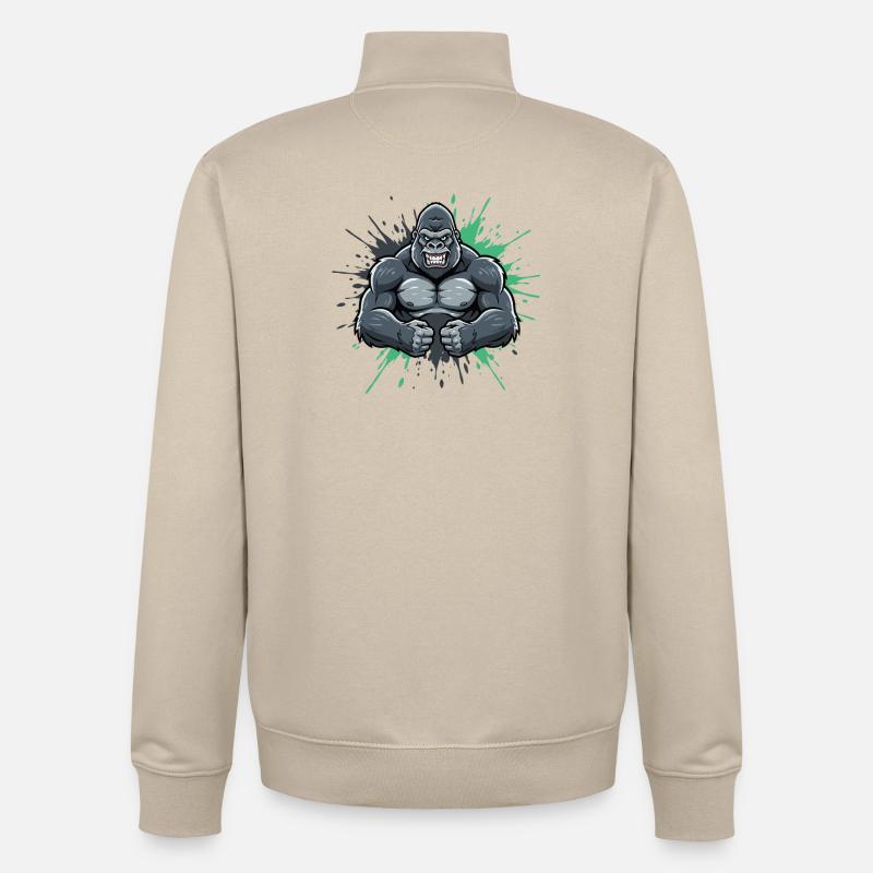 Gorilla Kraft Comic Smash - Unisex Organic Zip Sweatshirt by Stanley/Stella - desert dust