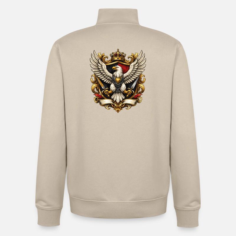 Aigle impérial avec couronne et épées - Sweat zippé unisexe en coton bio Stanley/Stella - beige crème