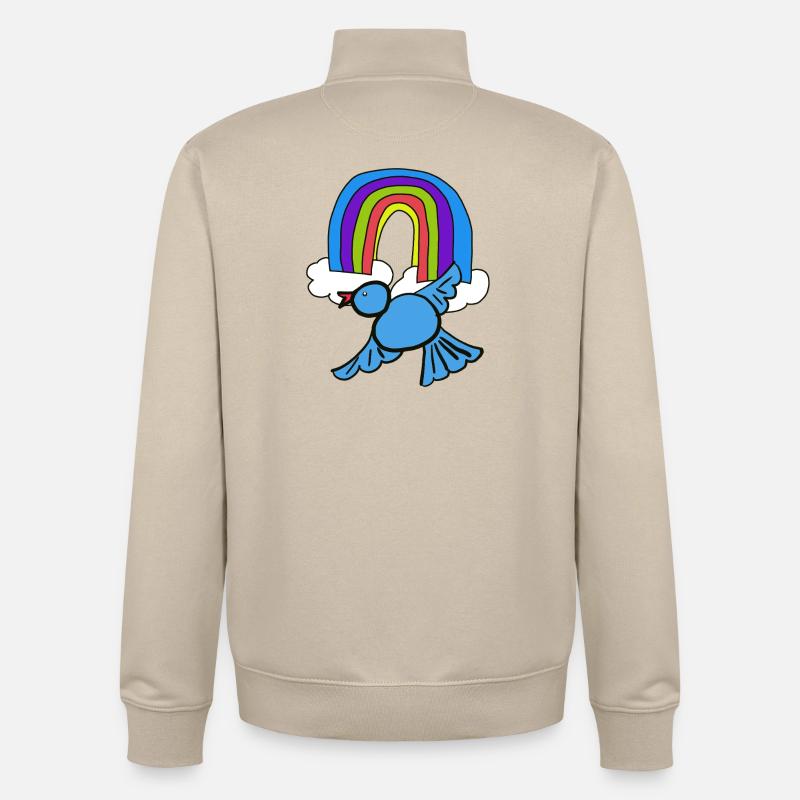 Regenbogen Wolken Vogel im Himmel - Unisex Organic Zip Sweatshirt von Stanley/Stella - Cremebeige