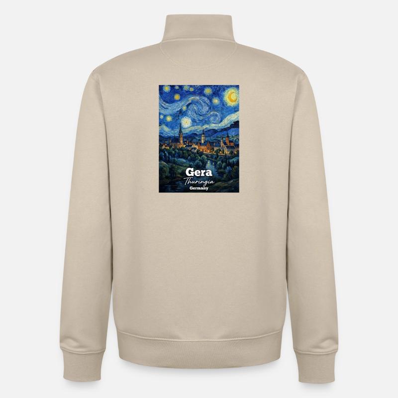 Gera Thuringia Germany Starry Night - Unisex Organic Zip Sweatshirt by Stanley/Stella - desert dust