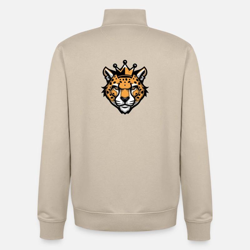 Couronne de tête de guépard - Sweat zippé unisexe en coton bio Stanley/Stella - beige crème