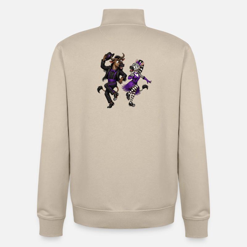 Gnu und Zebra im glamourösen Stepptanz - Unisex Organic Zip Sweatshirt von Stanley/Stella - Cremebeige
