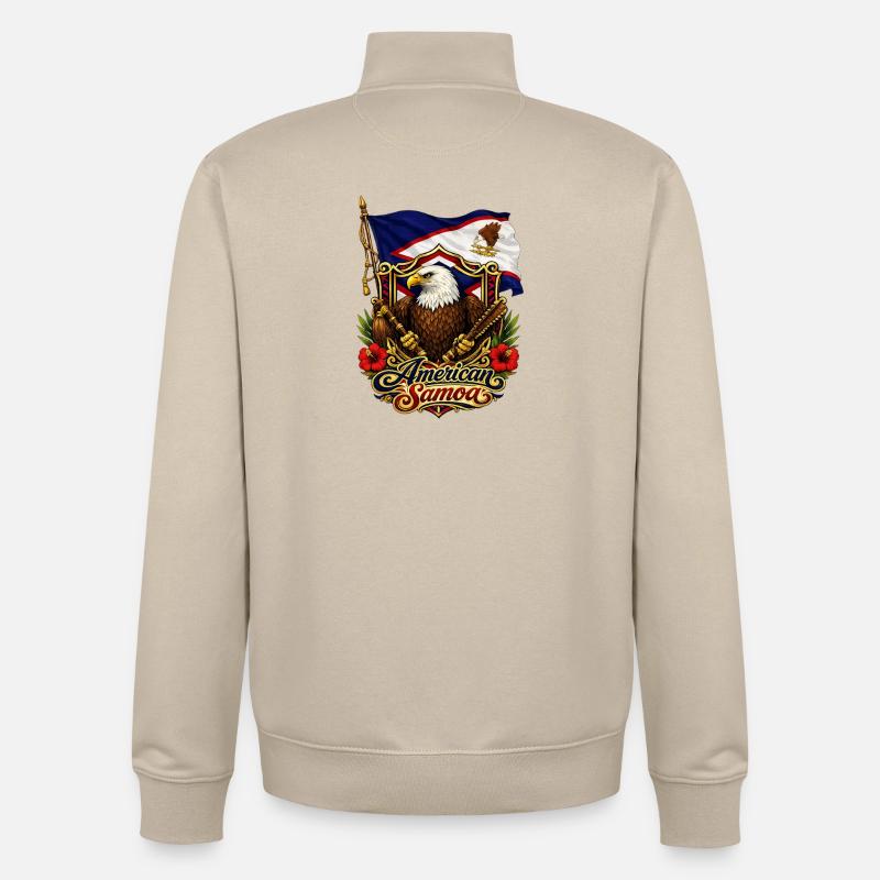 Drapeau de l’aigle des Samoa américaines - Sweat zippé unisexe en coton bio Stanley/Stella - beige crème