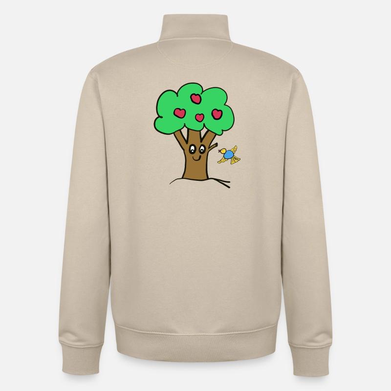 Apfelbaum Baum Natur  Vogel - Unisex Organic Zip Sweatshirt von Stanley/Stella - Cremebeige