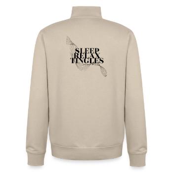ASMR Flow: Sleep, Relax, Tingles - Unisex Organic Zip Sweatshirt by Stanley/Stella - desert dust - Back - AI Model Male 185 dark (185cm)