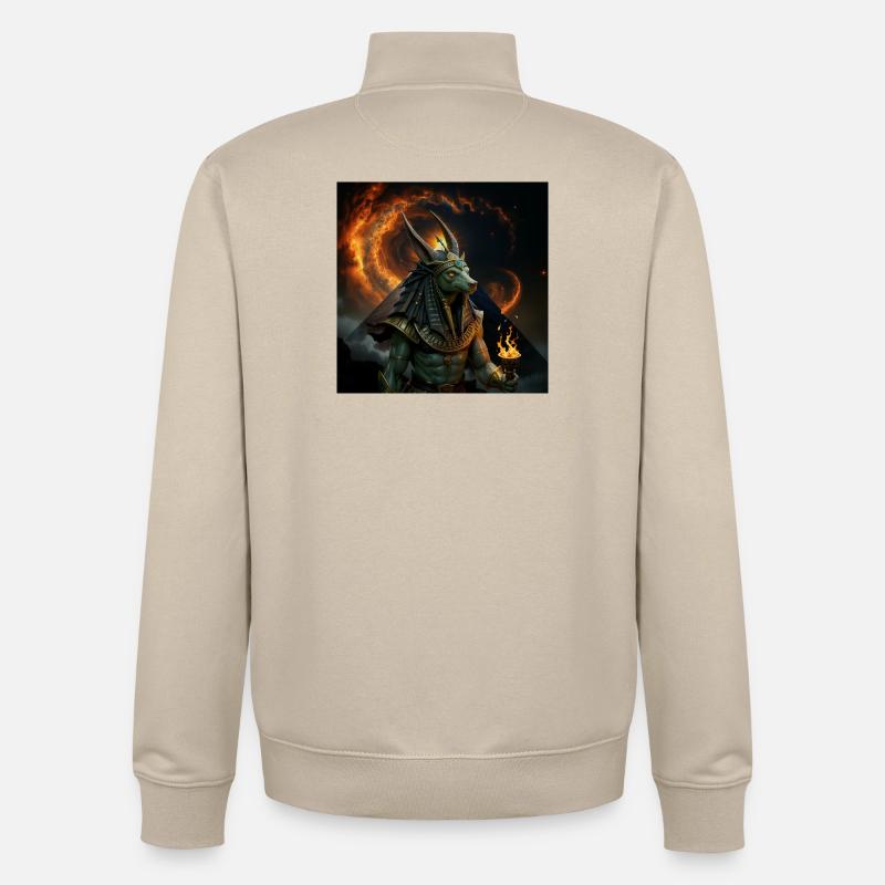 Anubis Guerrier du Feu - Sweat zippé unisexe en coton bio Stanley/Stella - beige crème