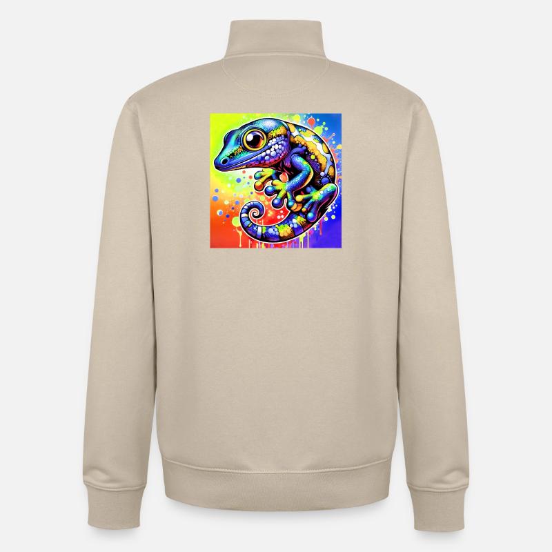 Gecko - Sweat zippé unisexe en coton bio Stanley/Stella - beige crème