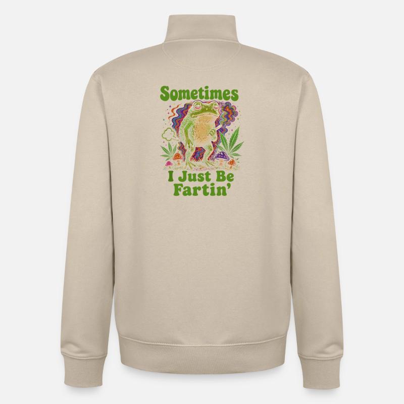 Psychedelic Frog : Vibrations de pets - Sweat zippé unisexe en coton bio Stanley/Stella - beige crème