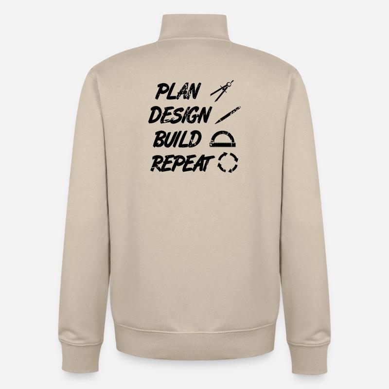 Planifier, Construire, Répéter - Sweat zippé unisexe en coton bio Stanley/Stella - beige crème
