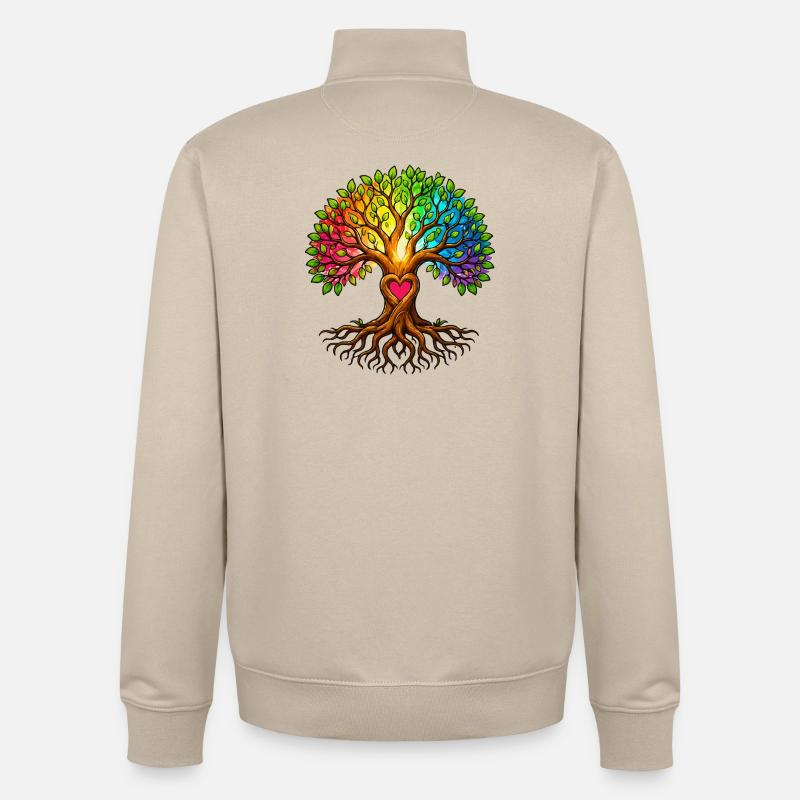 Baumherz Lebensbaum Regenbogen - Unisex Organic Zip Sweatshirt von Stanley/Stella - Cremebeige