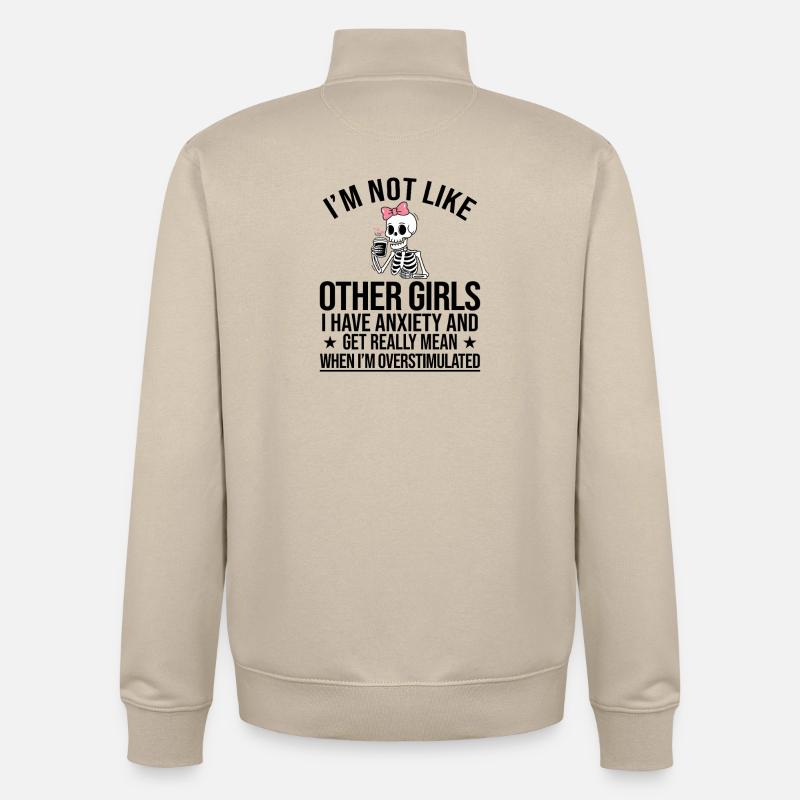 Skelett-Kaffee-Mädchen - Unisex Organic Zip Sweatshirt von Stanley/Stella - Cremebeige