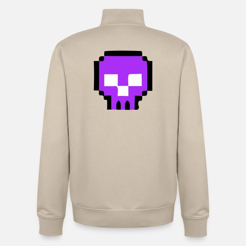 Pixel Skull Game Over - Unisex Organic Zip Sweatshirt by Stanley/Stella - desert dust