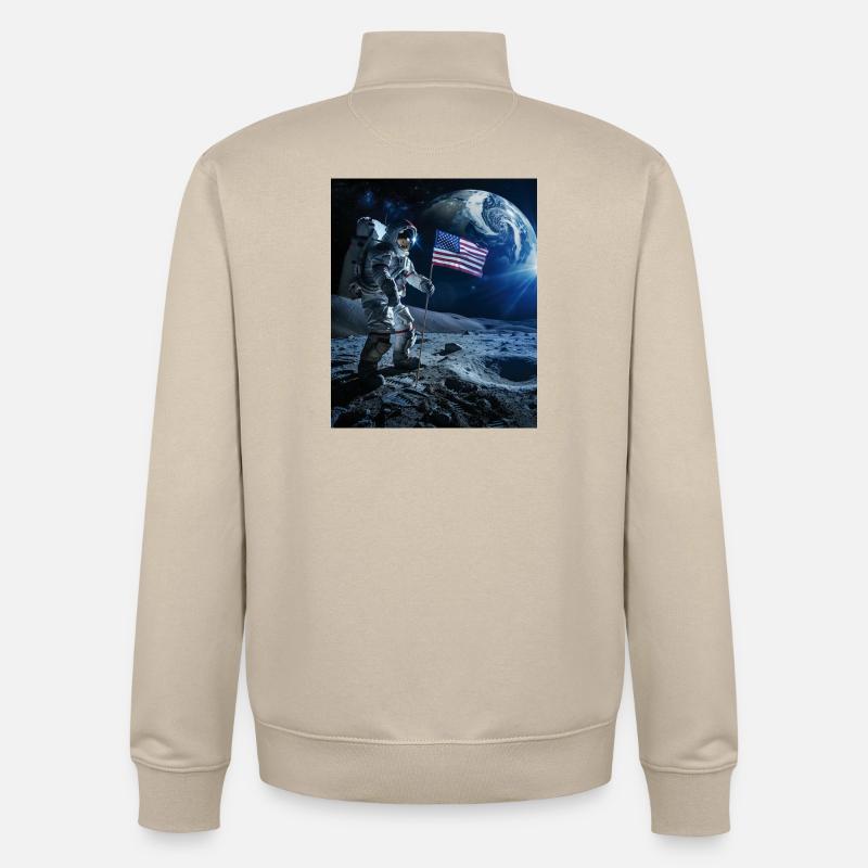 astronaute - Sweat zippé unisexe en coton bio Stanley/Stella - beige crème