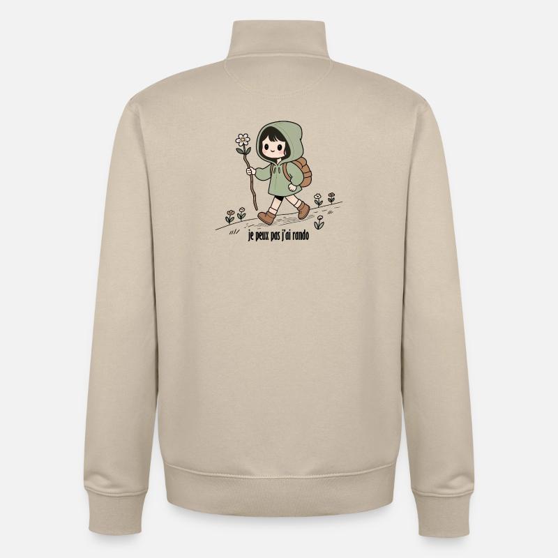 Randonneuse , je peux pas j'ai rando - Sweat zippé unisexe en coton bio Stanley/Stella - beige crème