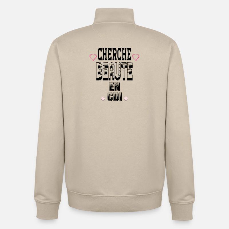 Cherche Beauté en CDI - Sweat zippé unisexe en coton bio Stanley/Stella - beige crème