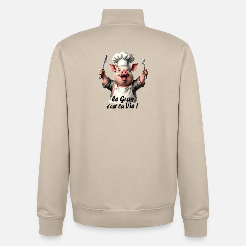 Le Gras, c'est la Vie - Sweat zippé unisexe en coton bio Stanley/Stella - beige crème