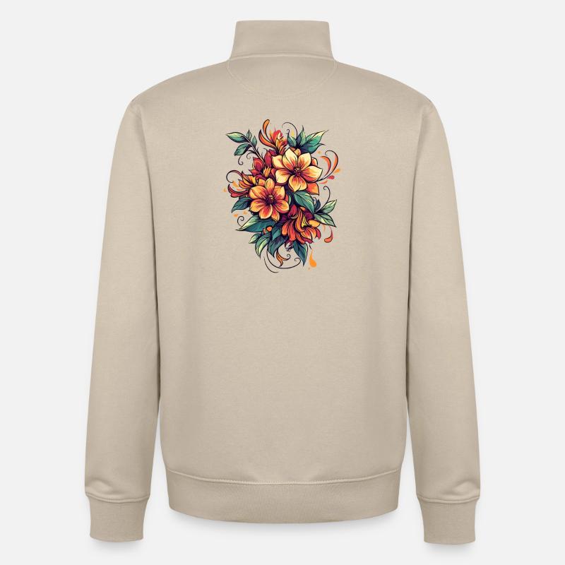 Bouquet de Fleurs de Feu - Sweat zippé unisexe en coton bio Stanley/Stella - beige crème