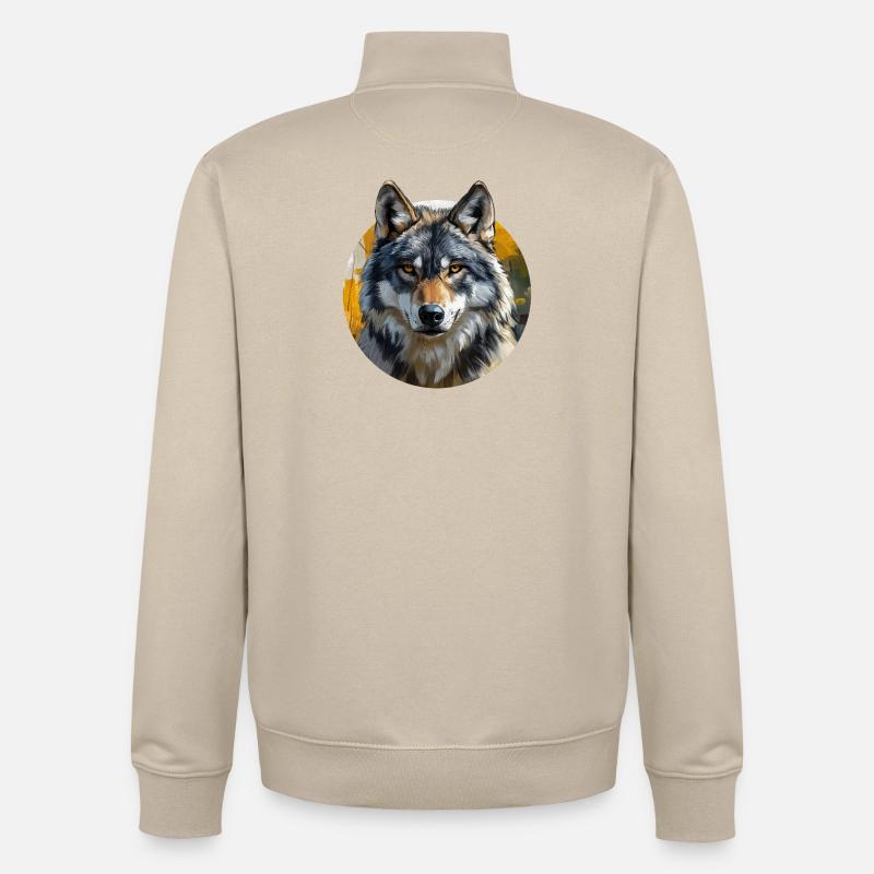 Wolf Design - Unisex Organic Zip Sweatshirt by Stanley/Stella - desert dust