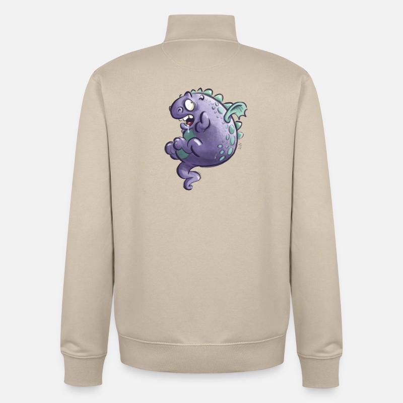 Dragon Pourpre - Sweat zippé unisexe en coton bio Stanley/Stella - beige crème