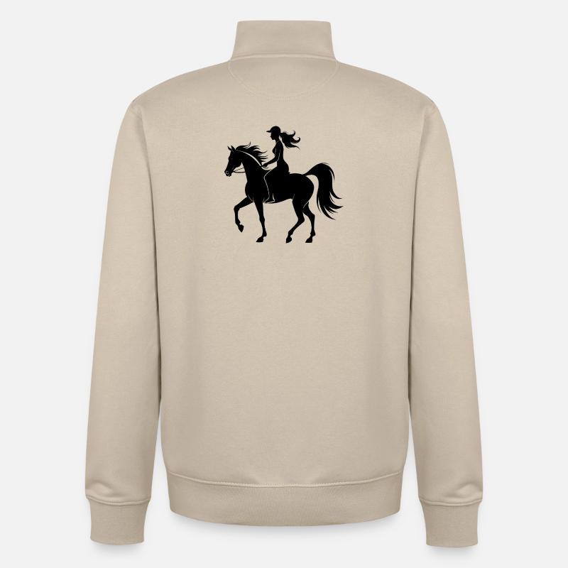 Cheval équestre - Sweat zippé unisexe en coton bio Stanley/Stella - beige crème