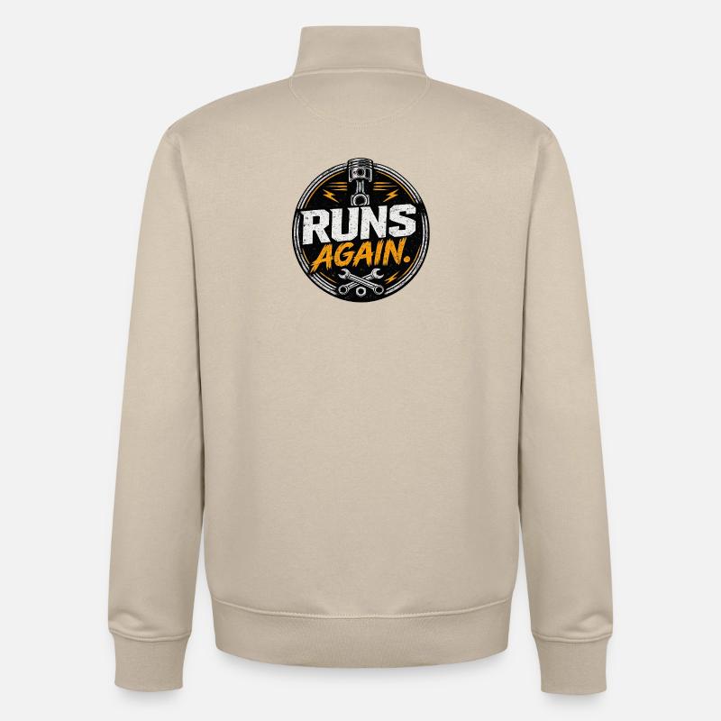 Runs Again Engine Revival-Abzeichen - Unisex Organic Zip Sweatshirt von Stanley/Stella - Cremebeige