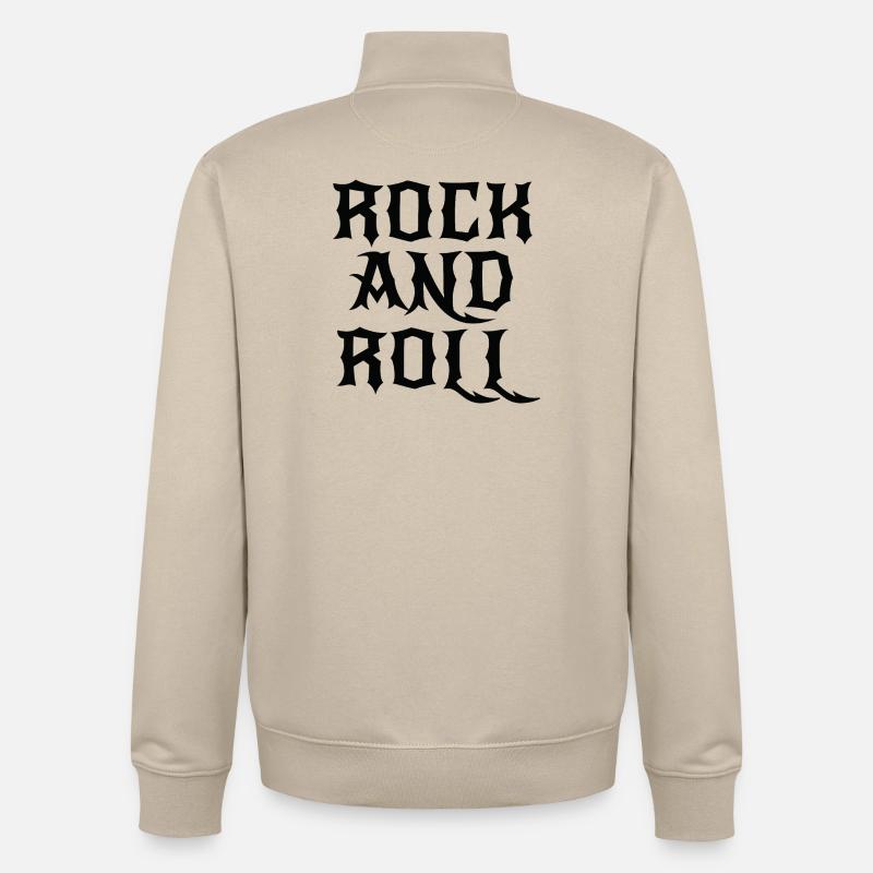 Logo gothique rock and roll - Sweat zippé unisexe en coton bio Stanley/Stella - beige crème