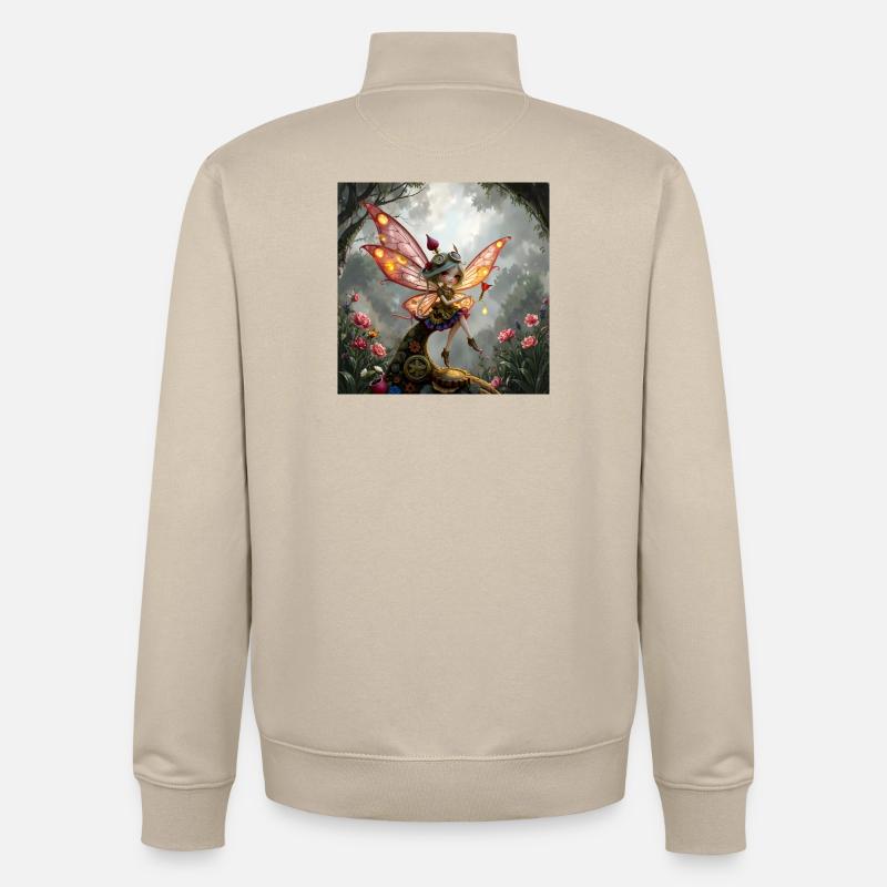 Fée steampunk aux ailes - Sweat zippé unisexe en coton bio Stanley/Stella - beige crème
