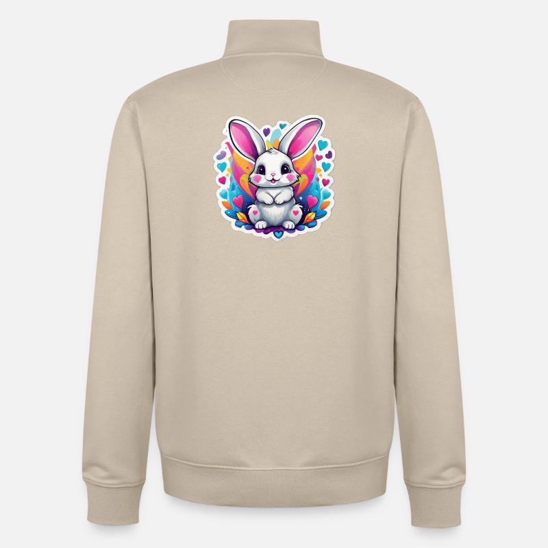 Bezaubernder Regenbogenhase - Unisex Organic Zip Sweatshirt von Stanley/Stella - Cremebeige